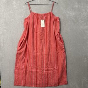 A New Day Women's XXL Dress Pink Striped Sleeveless Shift Linen Blend New